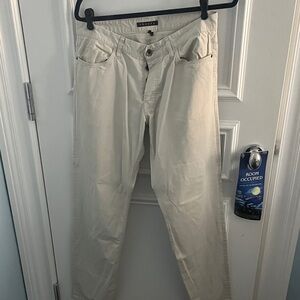 Theory Off-White Straight-Leg Pants